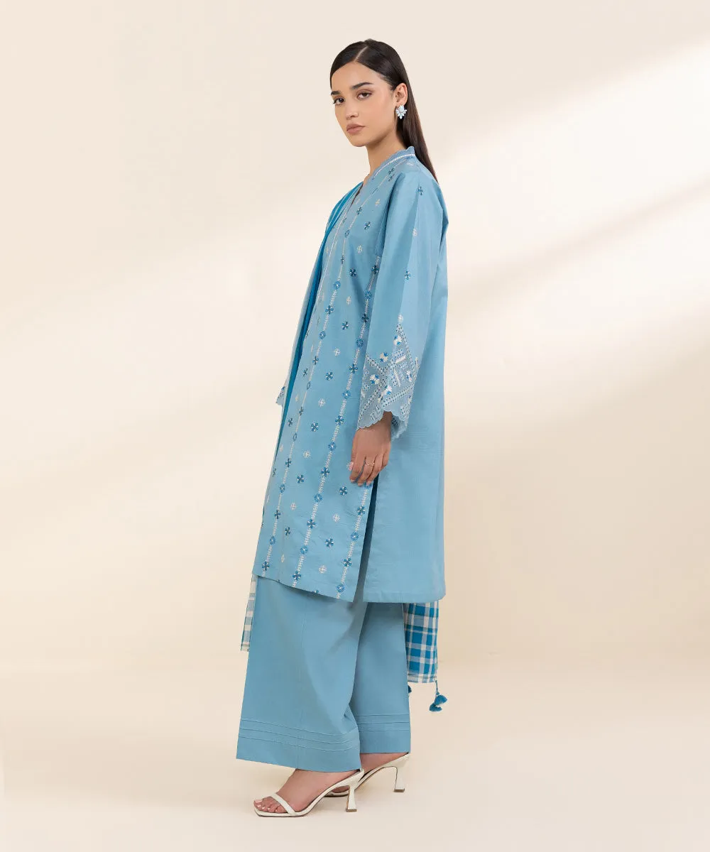 3 Piece - Embroidered Cotton Suit