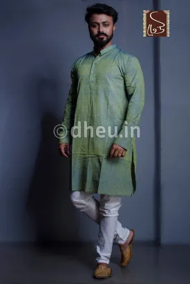 3D Green Pure Cotton kurta for men