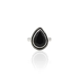 925 Silver Black Drop Ring for Girls