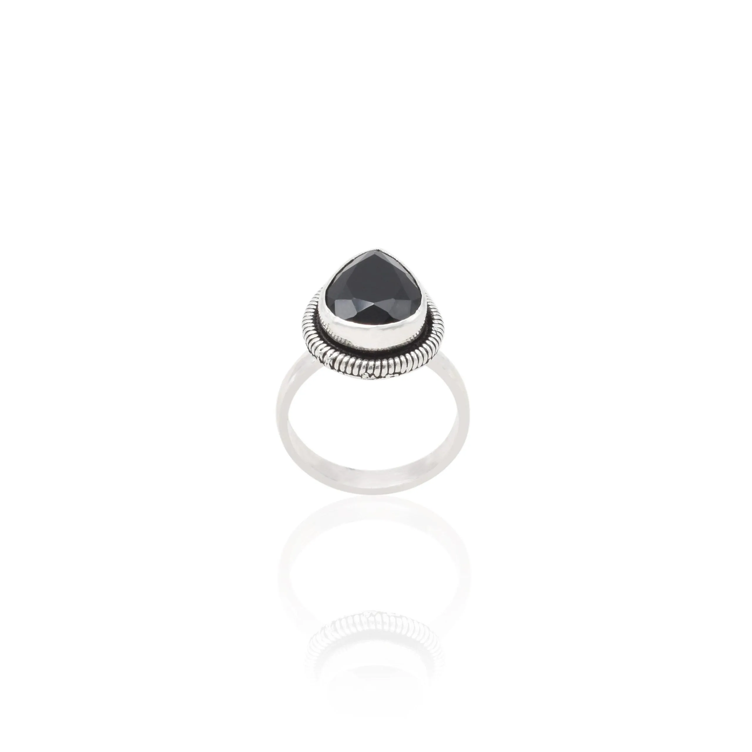 925 Silver Black Drop Ring for Girls