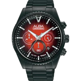 Alba Signa Chronograph Stainless Steel Red Dial Watch AT3H91X