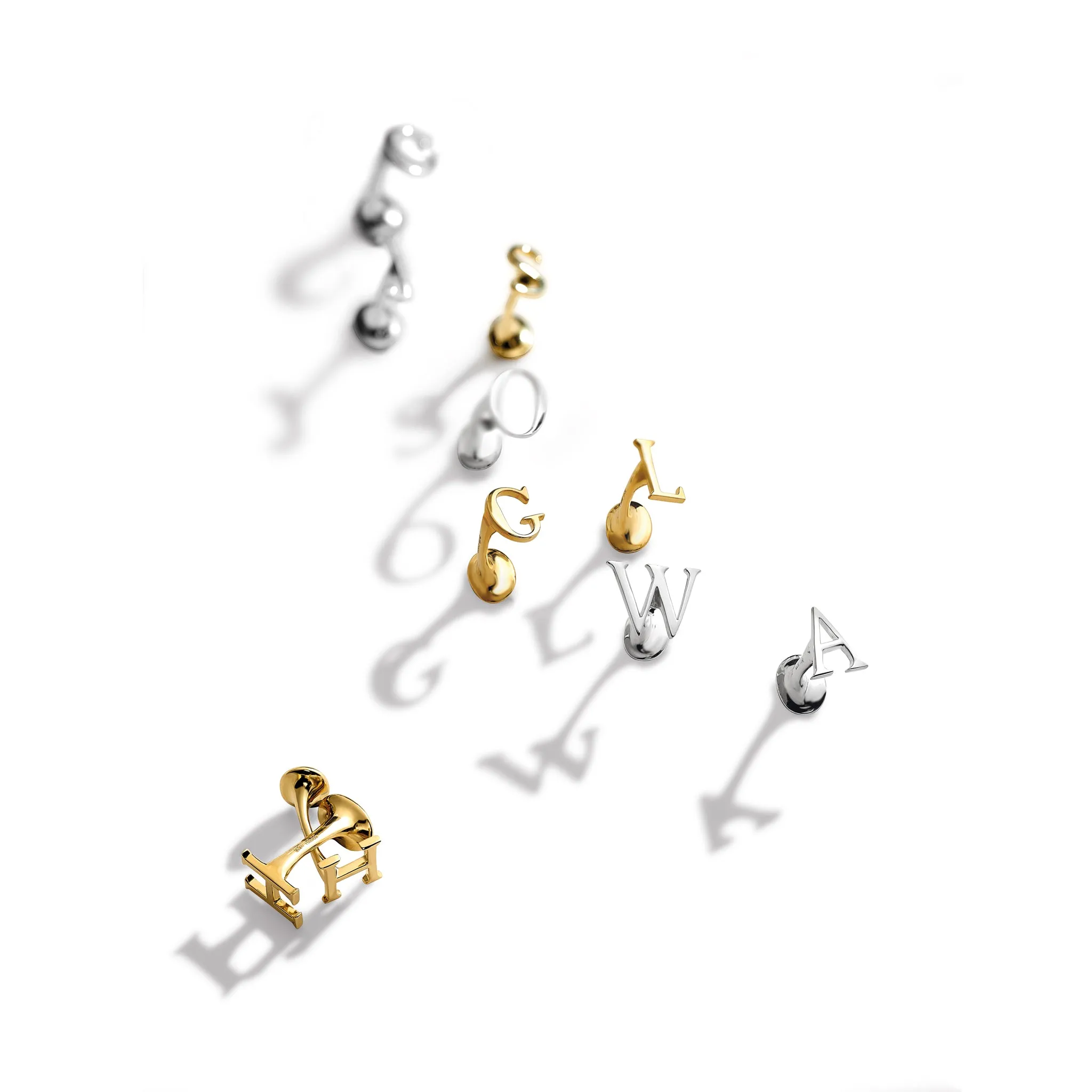 Alice Alphabet Initial Single Ended Cufflinks Yellow Gold