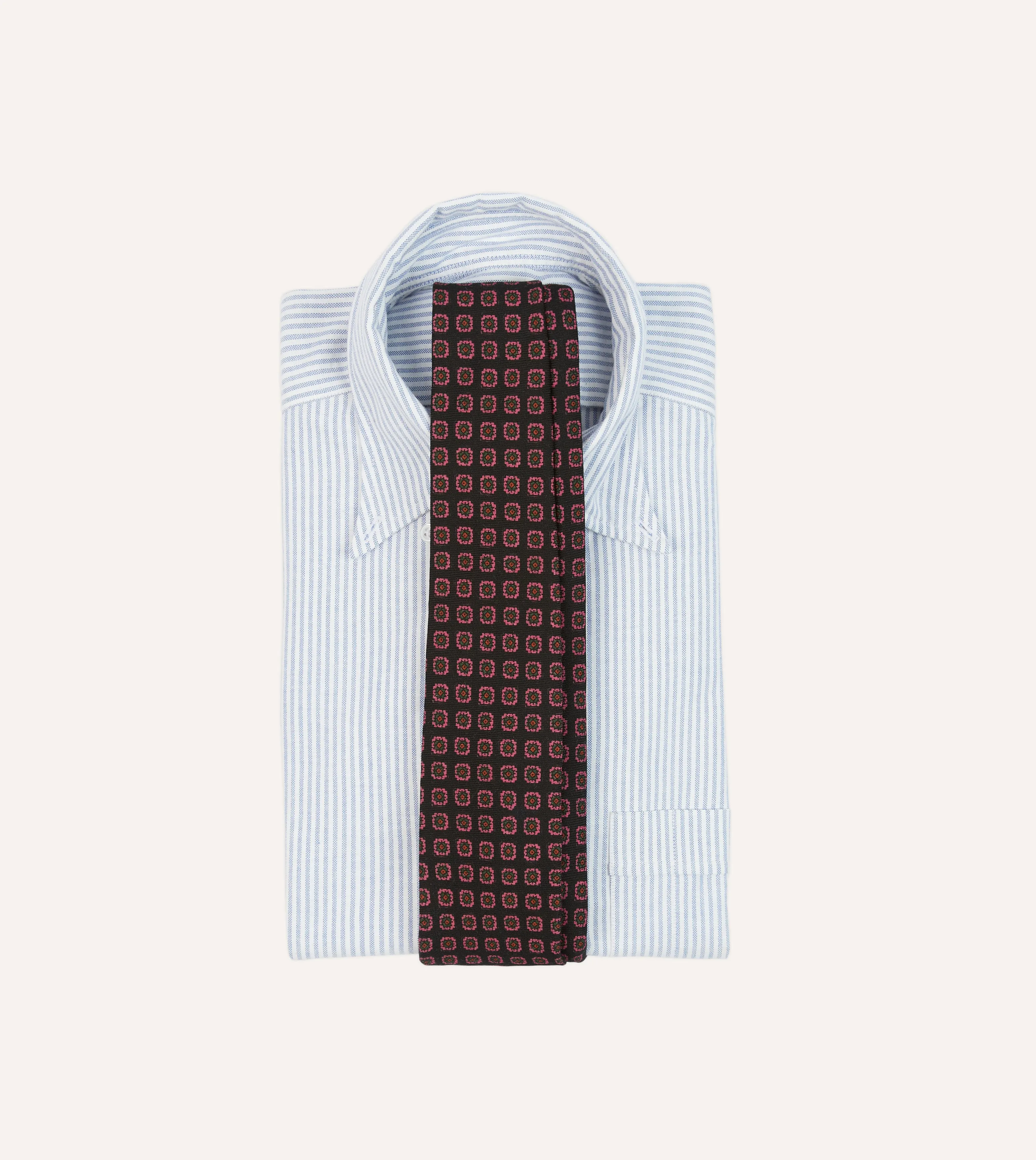 Black Red, and Green Diamond Print Check Self-Tipped Wool Tie