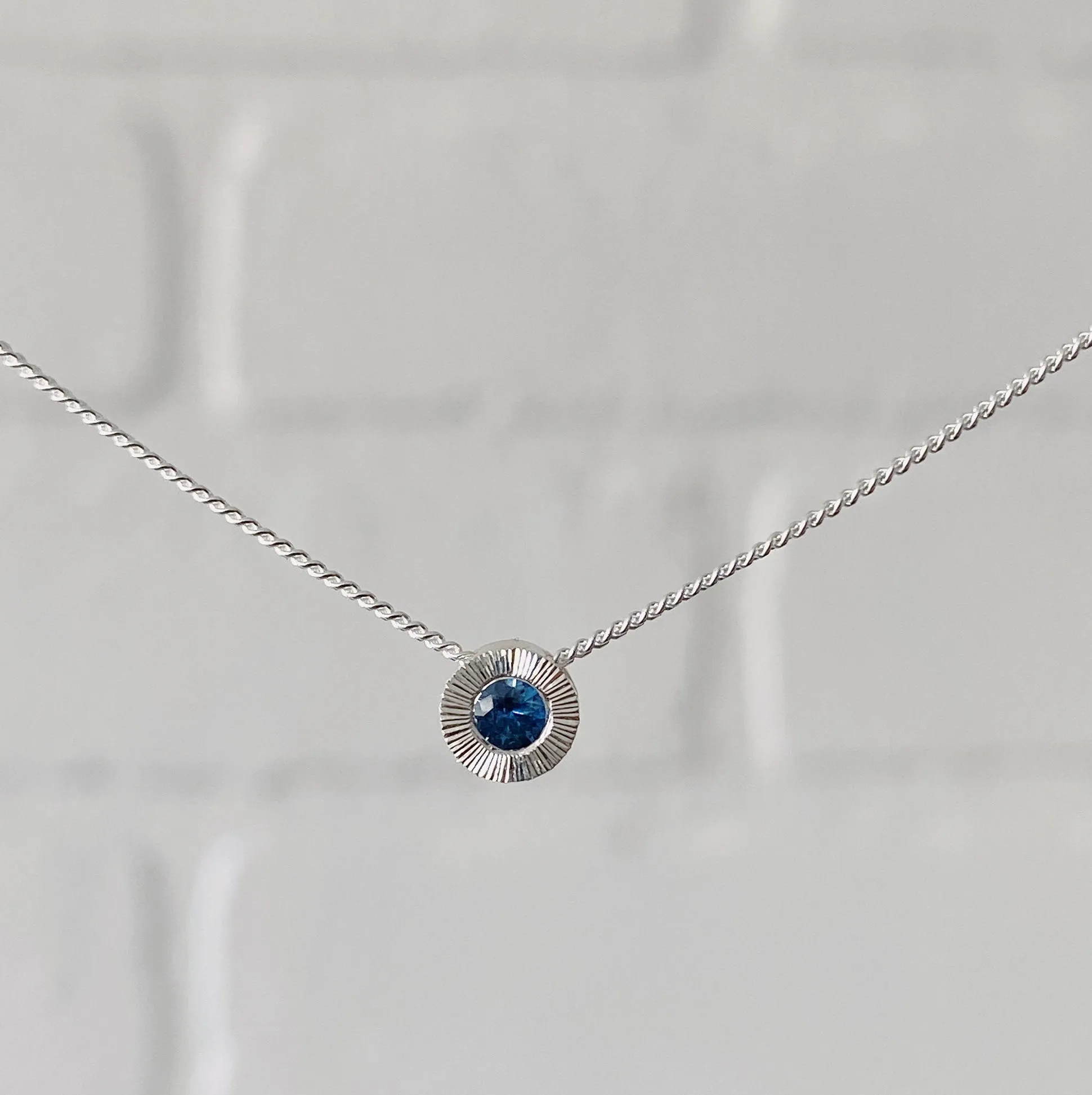 Blue Montana Sapphire Small Aurora Necklace in Sterling Silver