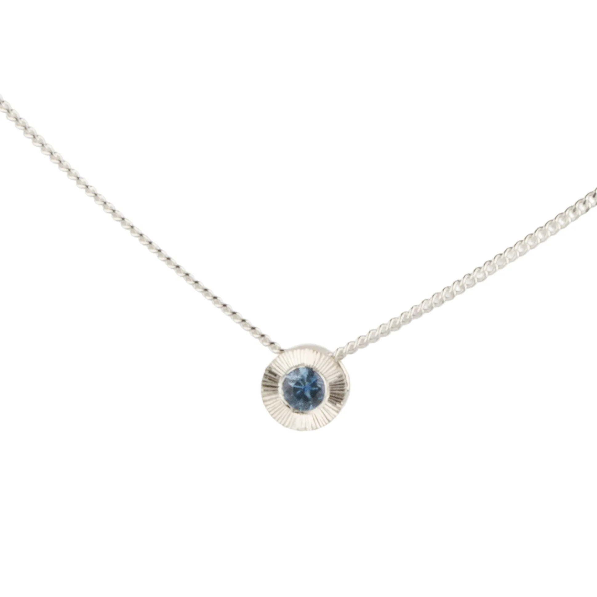 Blue Montana Sapphire Small Aurora Necklace in Sterling Silver