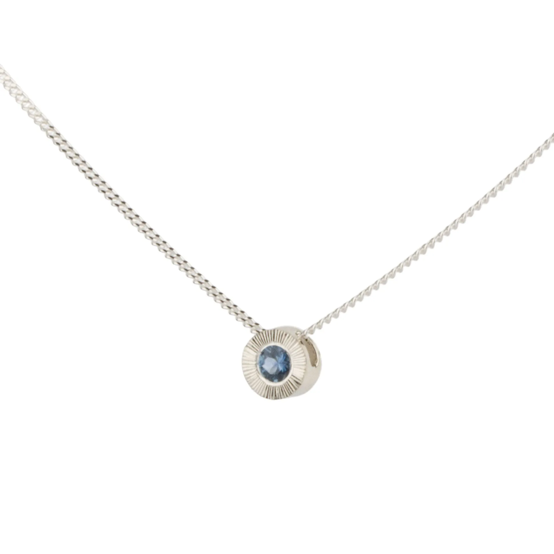 Blue Montana Sapphire Small Aurora Necklace in Sterling Silver