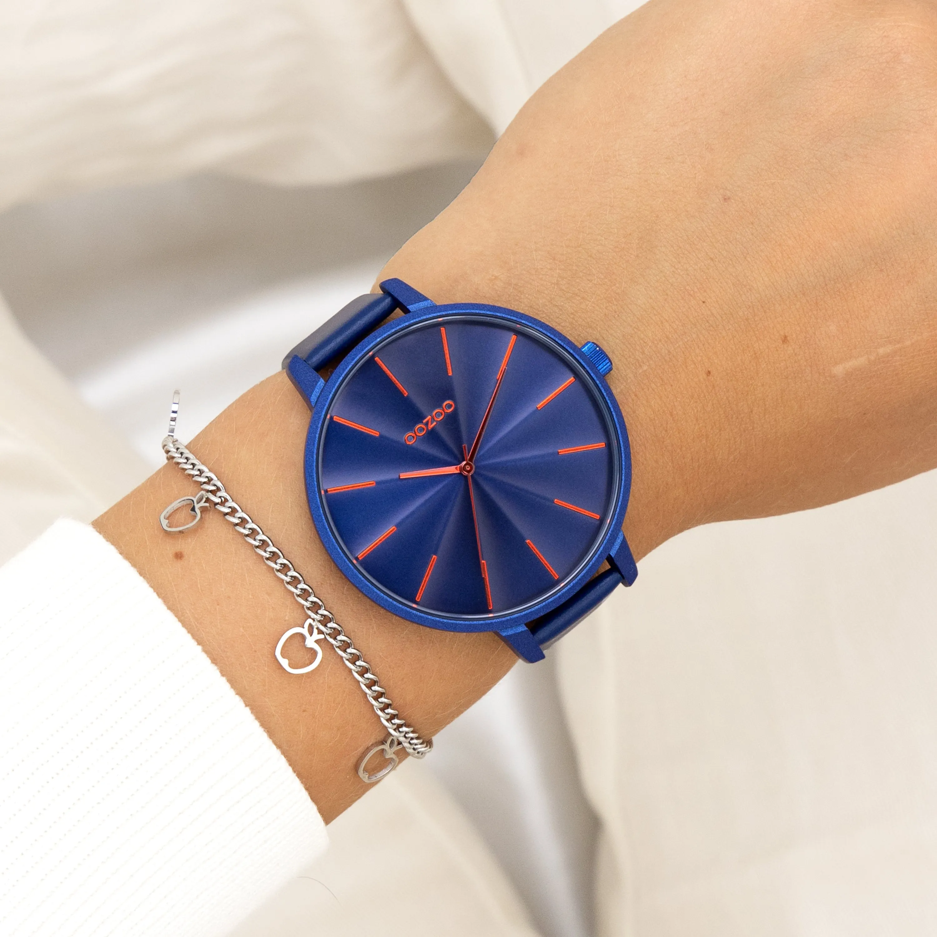 Blue OOZOO watch with blue leather strap - C11252