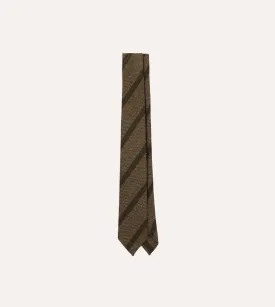 Brown Sandwich Stripe Hand Rolled Wool Tie