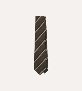 Brown, White and Red Double Stripe Tipped Wool Tie