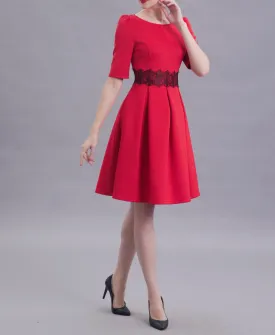 Caroline Scuba Red Dress