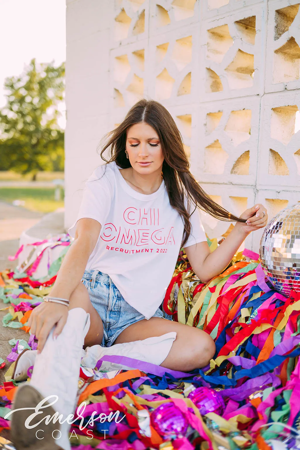 Chi Omega Recruitment Simple White Tee