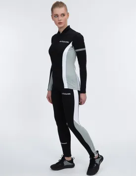 Damen Thermo Laufhose Tight Lang Schwarz Setprodukt