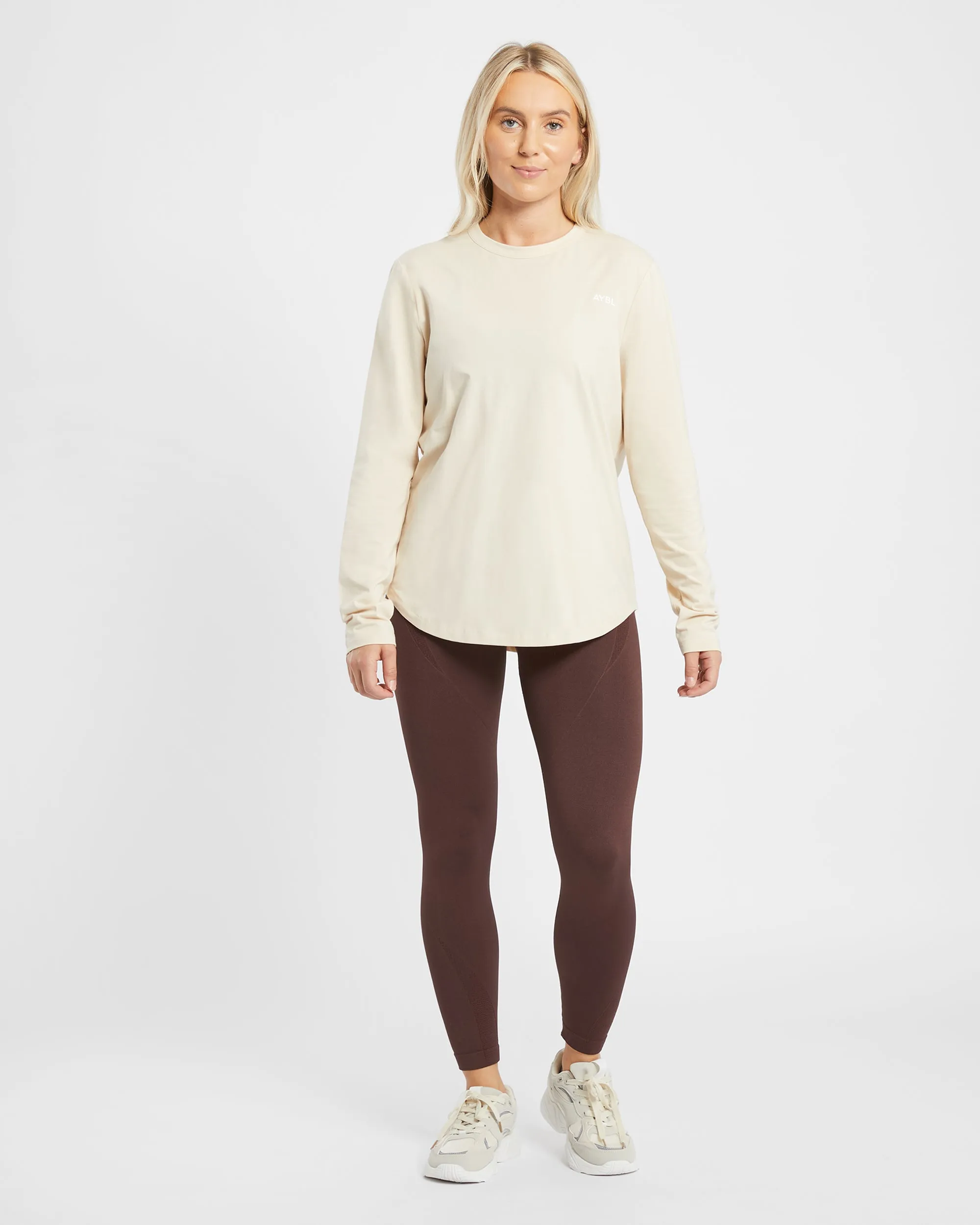 Everyday Relaxed Long Sleeve T Shirt - Cream