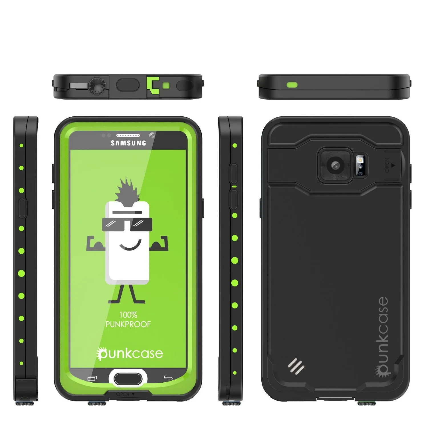 Galaxy Note 5 Waterproof Case, Punkcase StudStar Light Green Shock/Dirt Proof | Lifetime Warranty