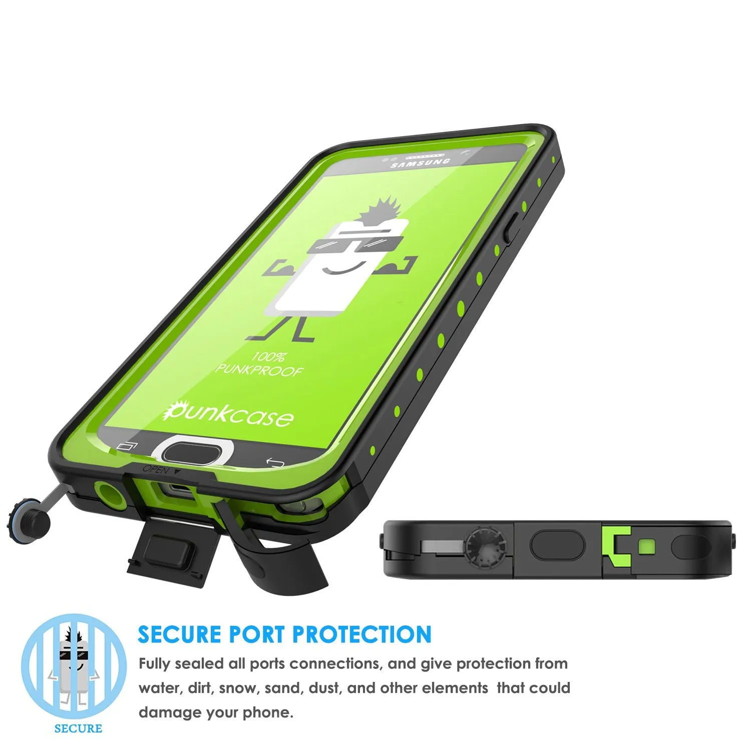 Galaxy Note 5 Waterproof Case, Punkcase StudStar Light Green Shock/Dirt Proof | Lifetime Warranty