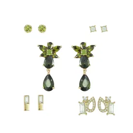 Green Drop Stone Earring Post Set