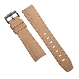 Retro Curved End Rubber Strap for Omega x Swatch Moonswatch in Biege