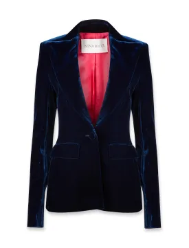 Single-Breasted Blazer in Fluid Velvet