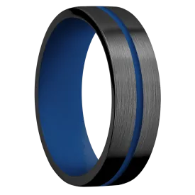 Zirconium with Satin Finish and Royal Blue Inlay and Royal Blue